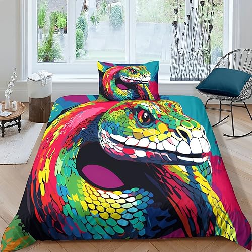 Housse de couette serpent 135x200 anti-glissement grâce à sa fermeture éclair intégrée - 2