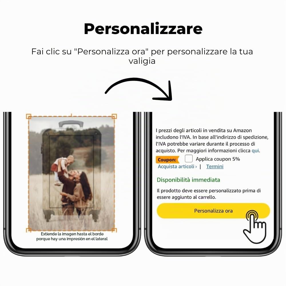 NoBoringSuitcases.com® Maleta de Mano 55x40x20 Personalizada - Maleta con Ruedas, Ligera, Equipaje de Cabina Tipo Trolley con Diseño Personalizado, Apta para Viajar en Avión