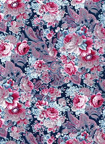 Decopatch – fda590o Papel Número 590 Paquete (Rosa, Azul, rosas, 395 x 298 mm), ideal para sus papmachés, 1 hoja