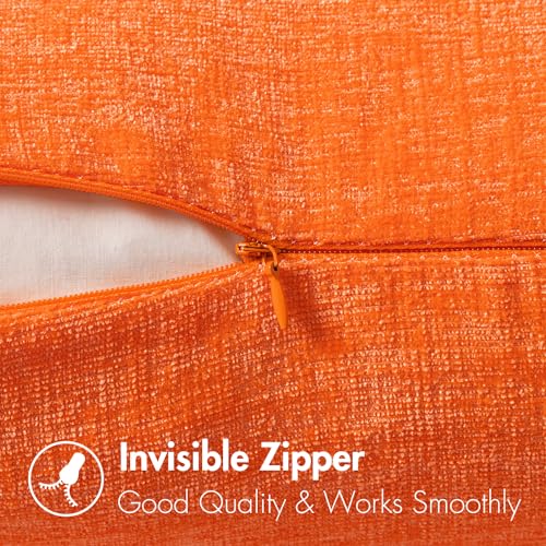 Image of MIULEE Pack of 2 Bright Orange Throw Pillow Covers 20x20 Inch Soft Chenille Pillow Covers for Sofa Living Room Couch Fall Home Decor Solid Dyed Cases