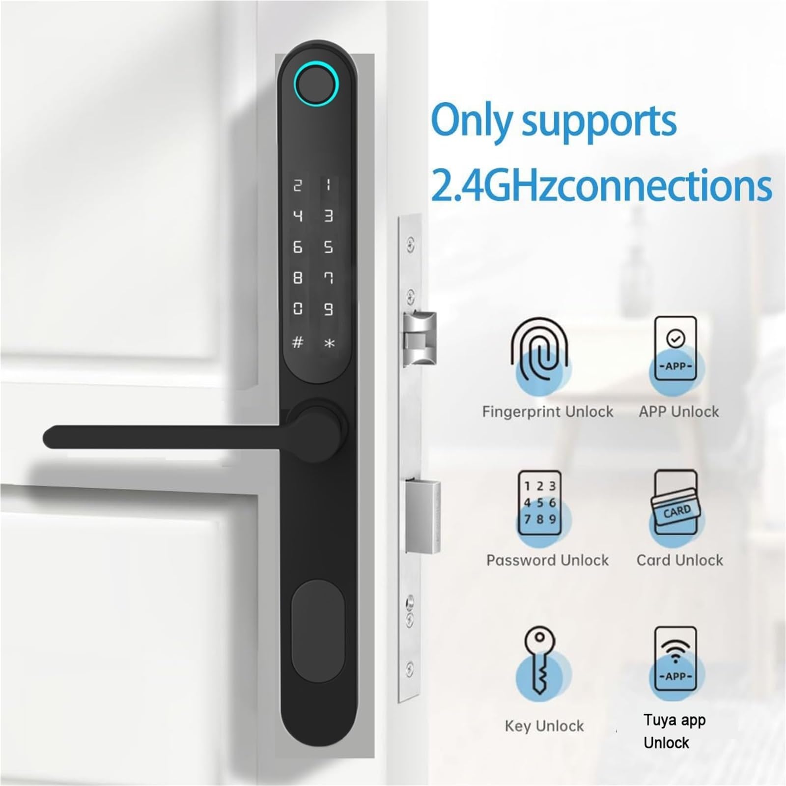Cerradura Electronica, Cerradura de muesca inteligente sin llave for exteriores, resistente a la intemperie, de doble cara, con teclado Digital Bluetooth, cerradura de puerta de aluminio con huella da