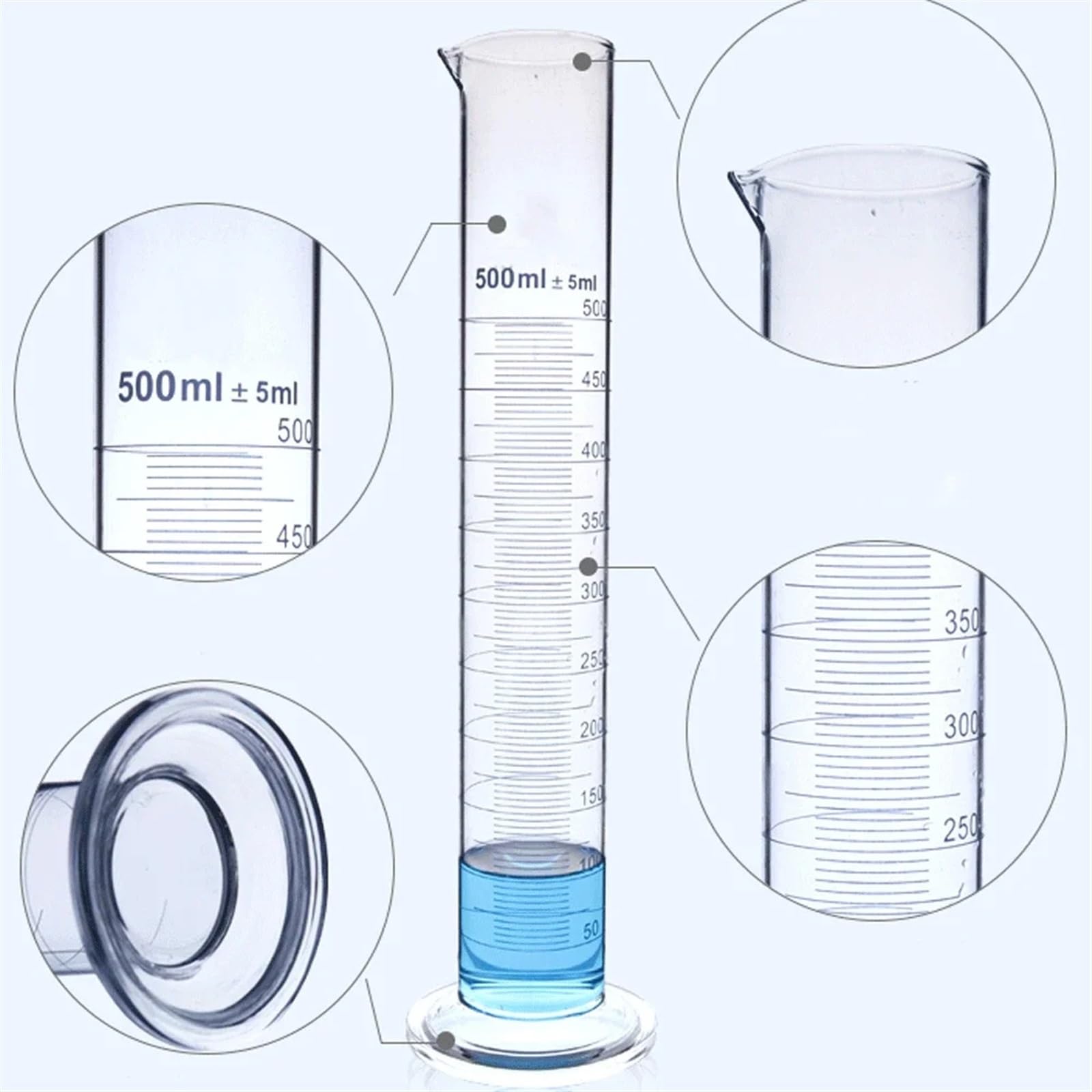 5/10/25/50/100-2000ml Borosilikatglas Messzylinder aus Gläser Laborglaswaren Chemisches Experiment(1000ml Glass-Hex)