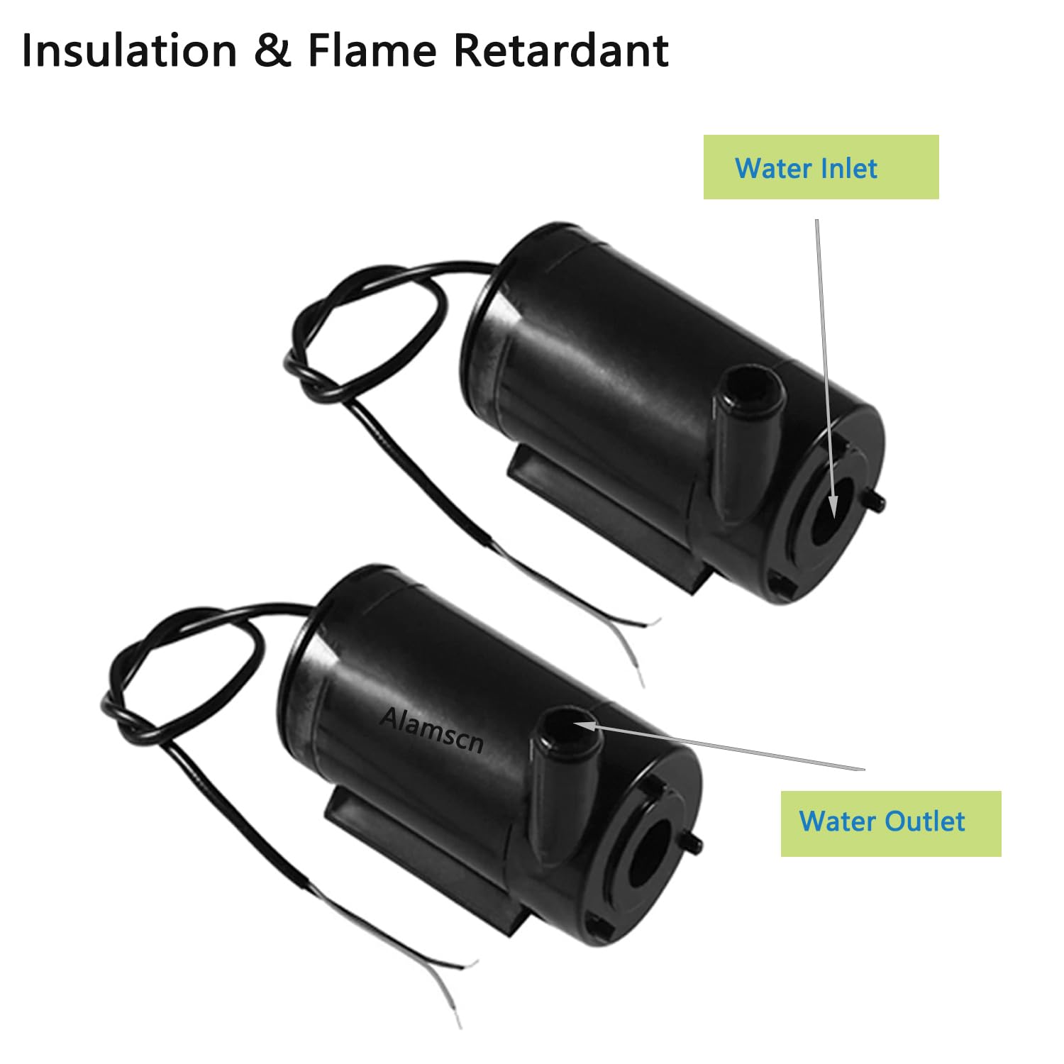 4 mini bombas de agua micro sumergibles de CC 3-5 V para acuarios, fuente de estanque, con tubo flexible de 2 m (negro)