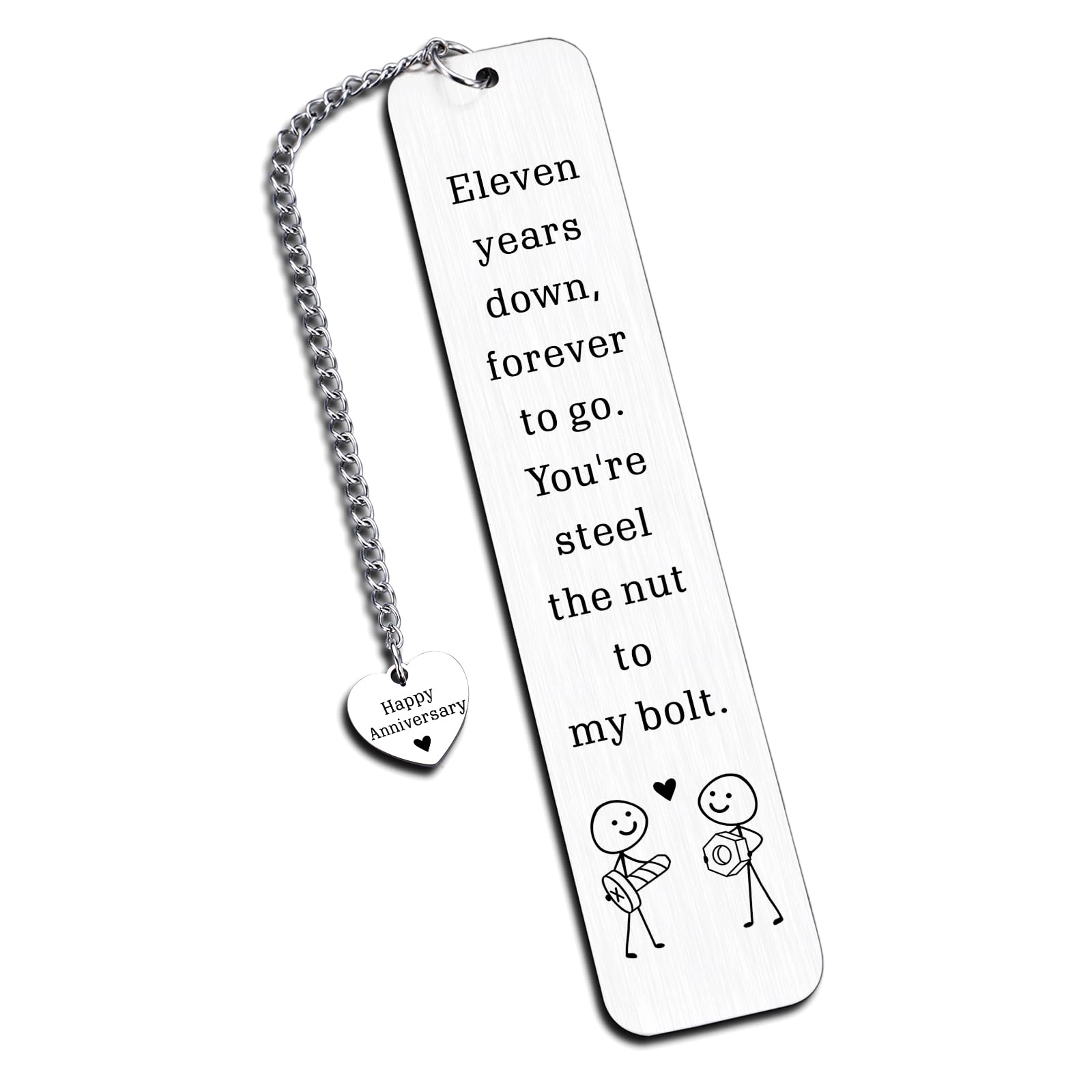 11th Anniversary Steel Bookmark Wedding Gifts for Couple Book