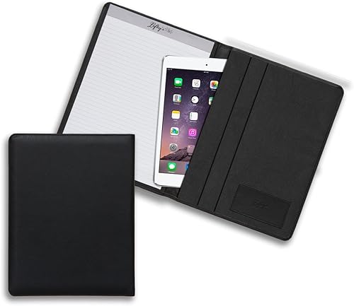 Padfolio zurdo negro de cuero ecológico zurdo