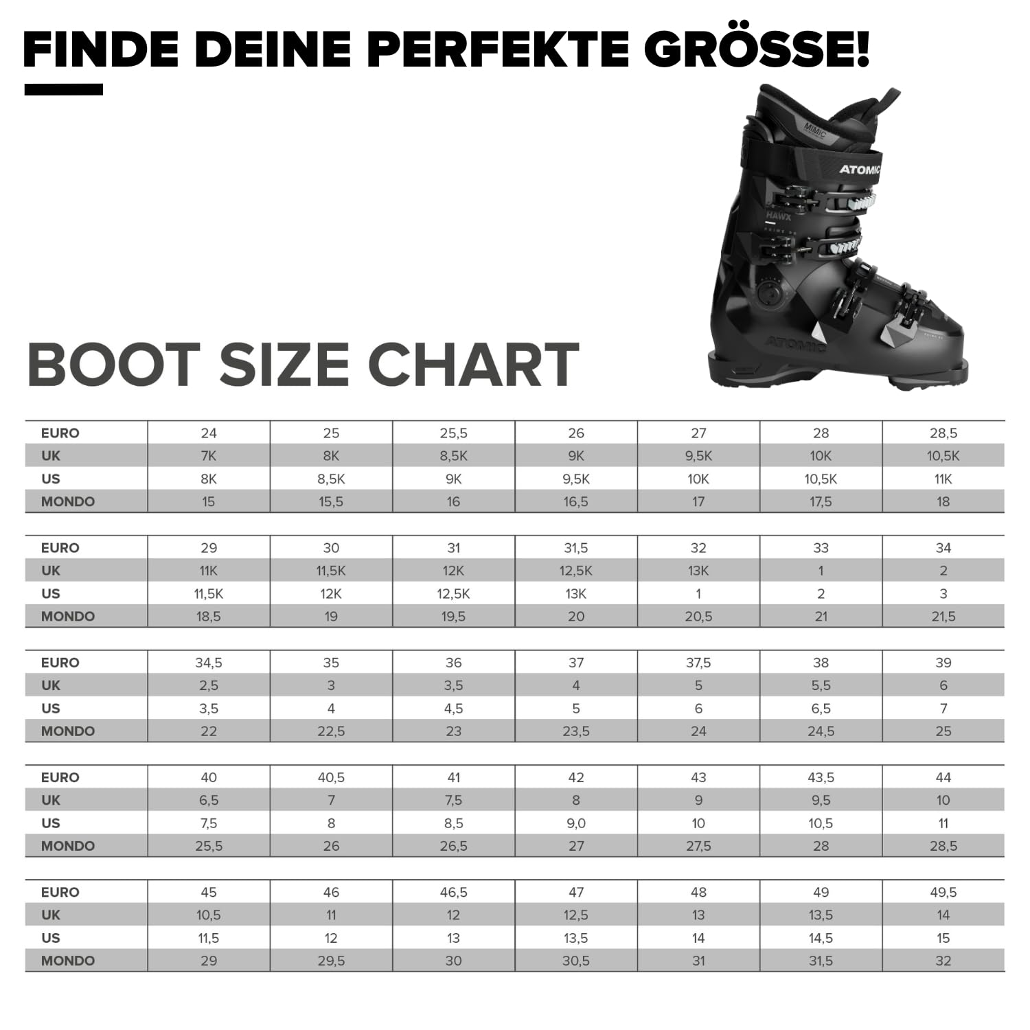 ATOMIC HAWX Prime 90 Skischuhe in Schwarz/Anthrazit - Größe 42/43 - Mittelbreite Ski-Boots mit 100 mm Passform & 90er-Flex - Ski-Schuhe mit anpassbarer Mimic Technologie für präzisen Fit