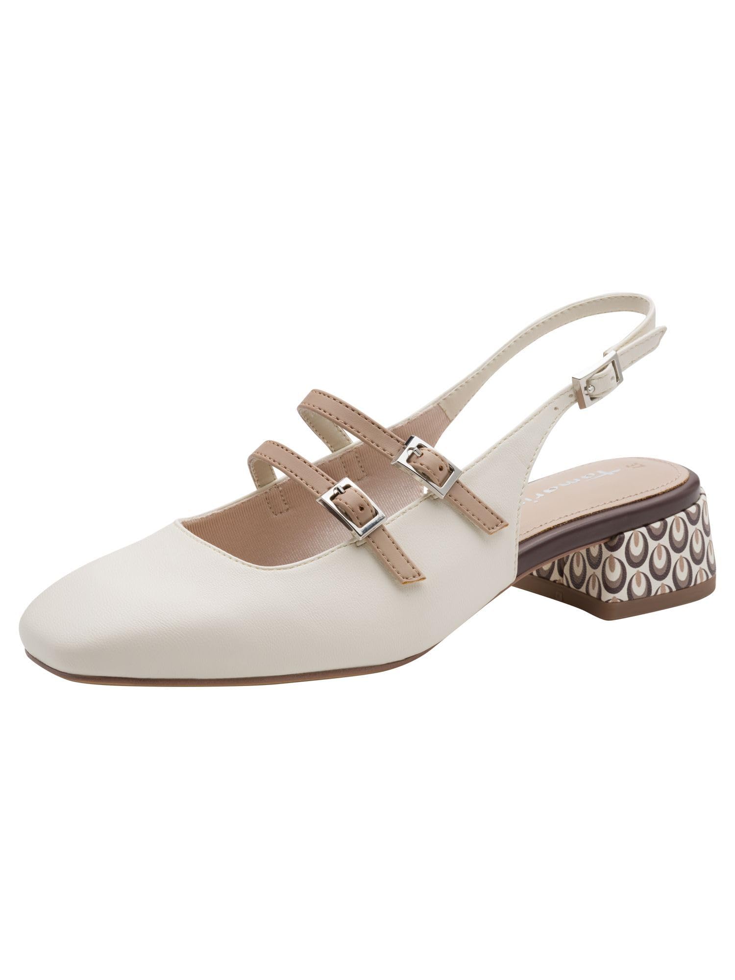 Tamaris Women's slingback pump with block heel white 6.5 UK