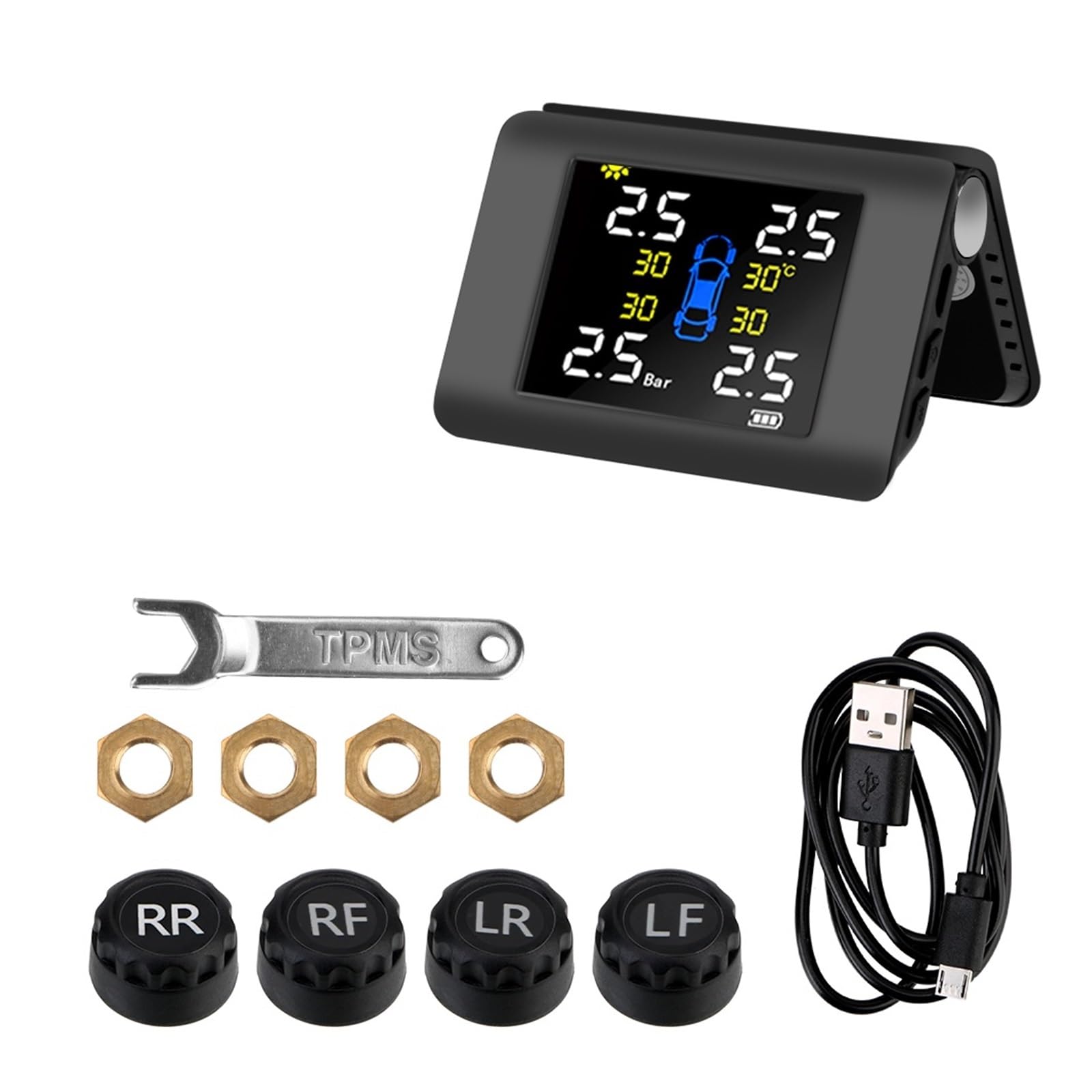 Składany Monitor Solar TPMS System Monitorowania Ciśnienia W Oponach Samochodowych Narzędzia Diagnostyczne Opon Tester Czujników Akcesoria Samochodowe Precyzyjne Wykrywanie(External Sensors)