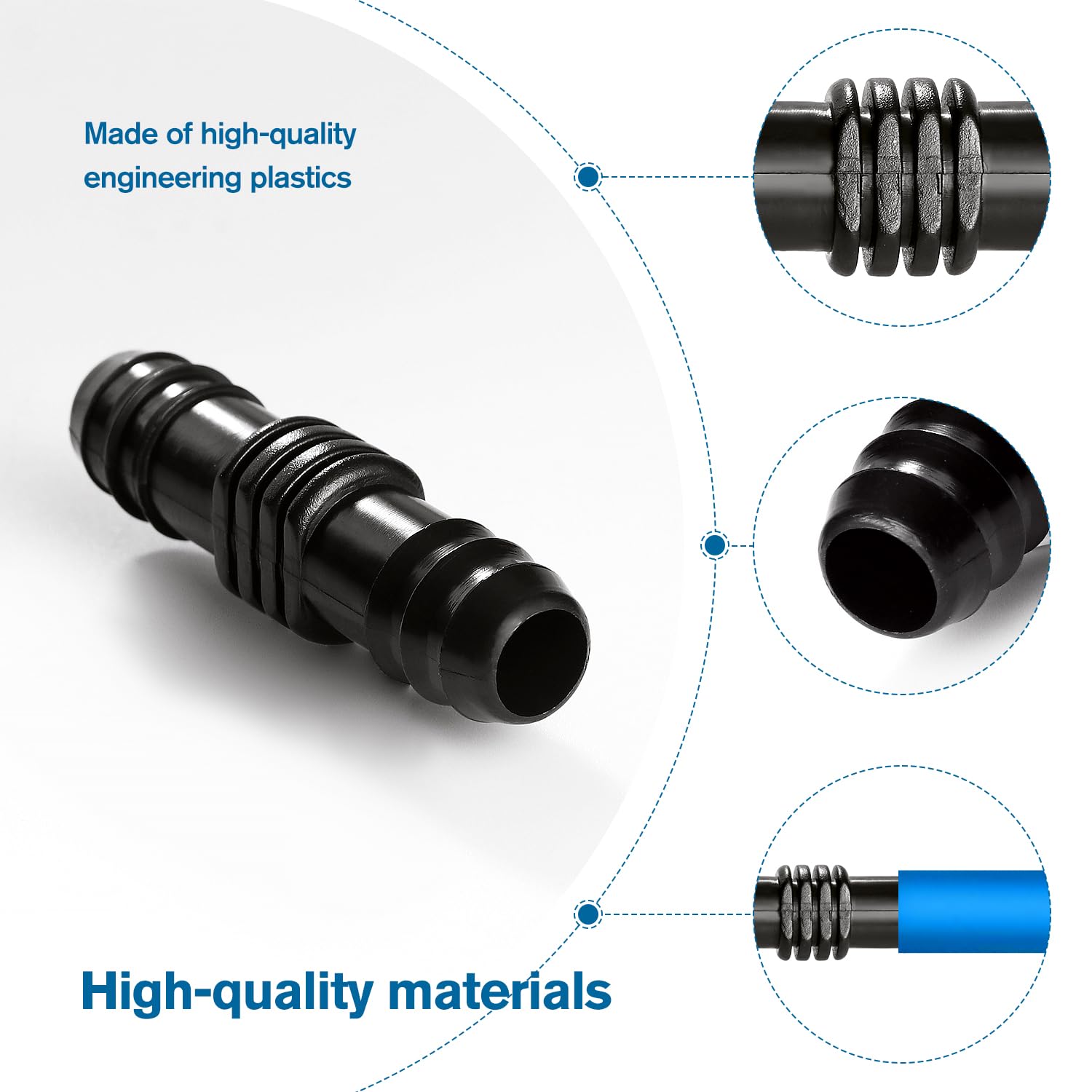 VooGenzek 25 PCS 16mm Garden Barbed Connector, Plastic Drip Irrigation Hose Connector, Barb Drip Pipe Connector - Image 3