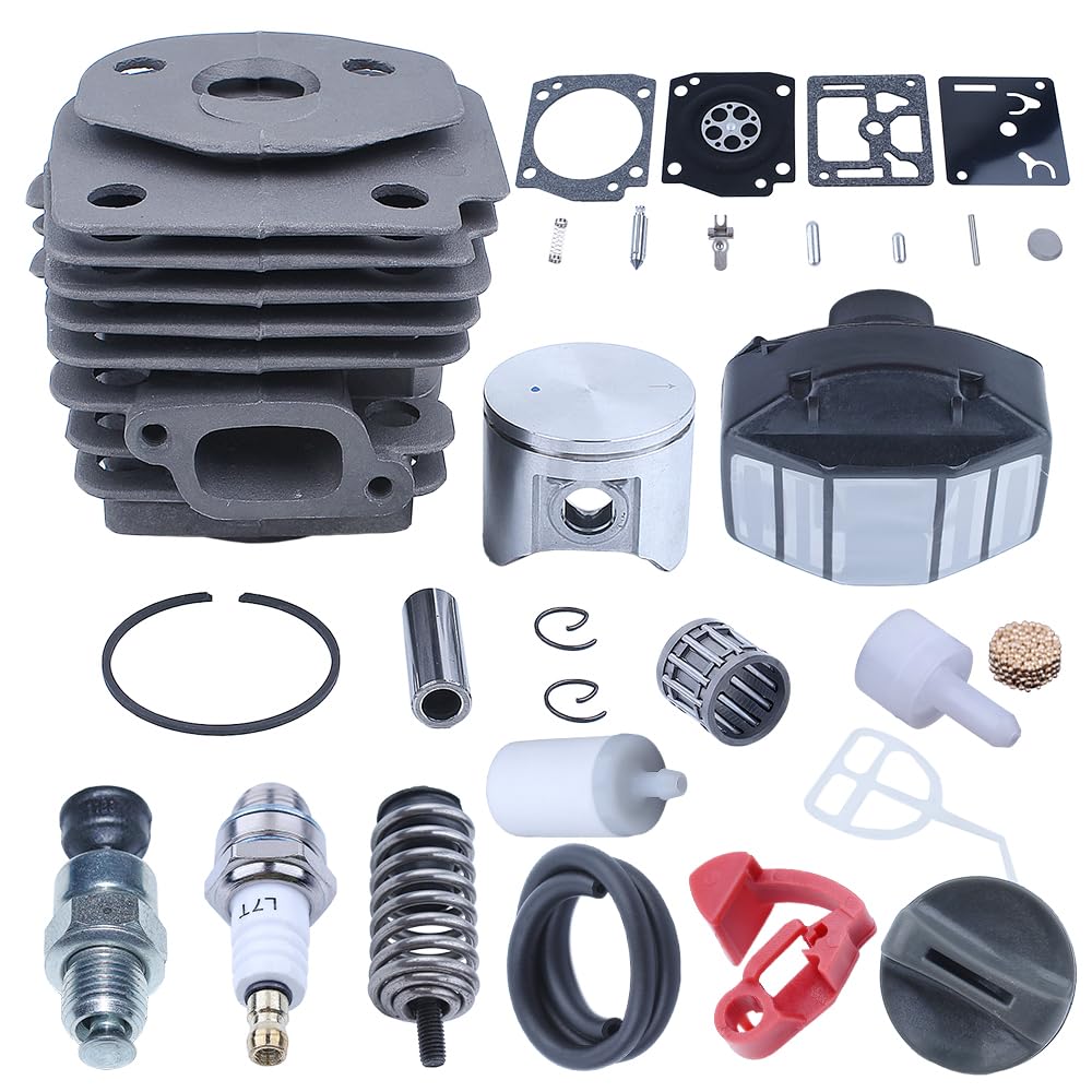 PEGGYLIN Kit de reparación de carburador de pistón de Cilindro de 47mm Apto for Motosierra 357XP 359 EPA Filtro de Aire y Combustible Filtro de Aire Filtro de Combustible