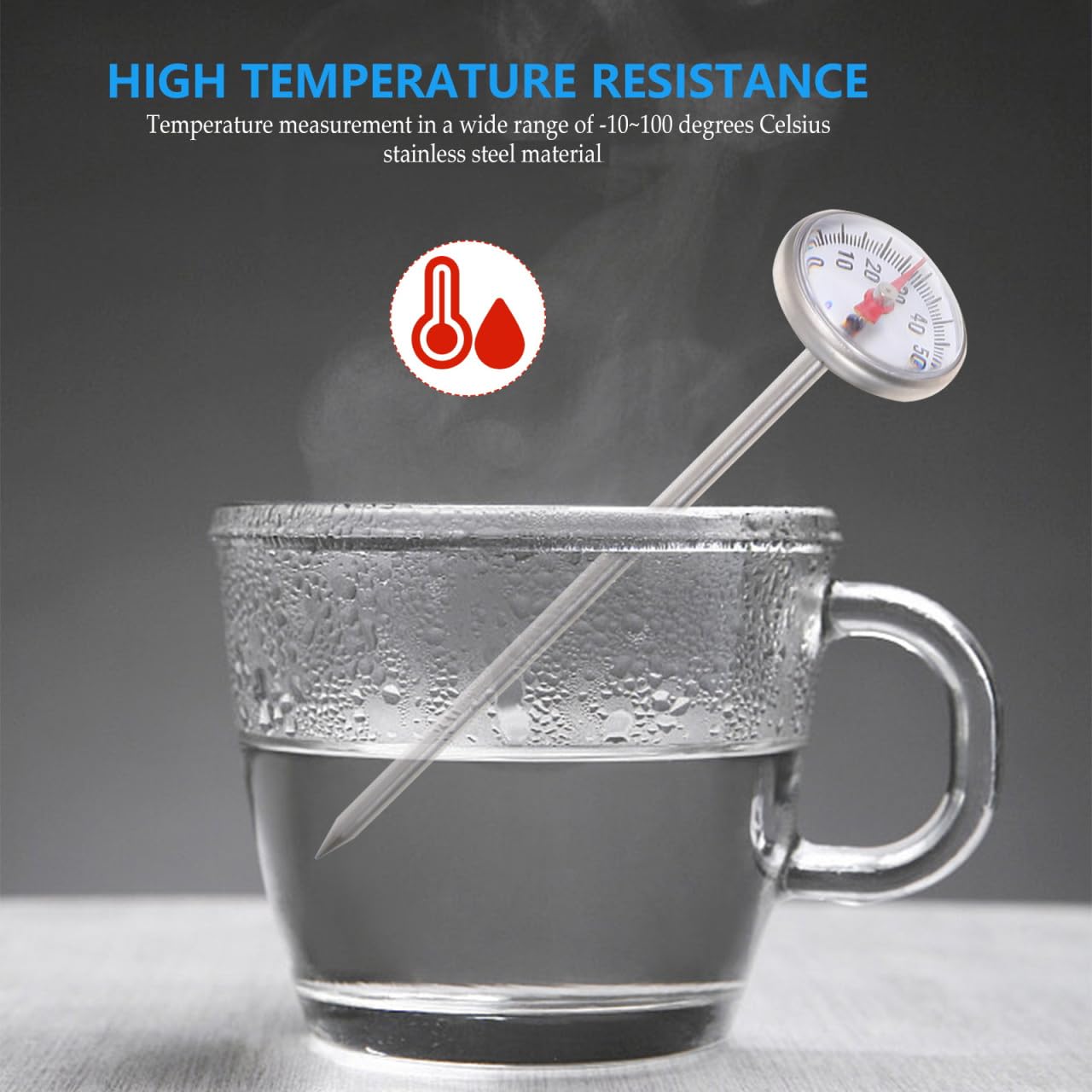 ABOOFAN Milk Frothing Thermometer with Clip Stainless Steel Probe Thermometer for Kitchen Food for Cooking Liquids Beverage -10 to 100C 5.31 X 1.06 X 1.06 in