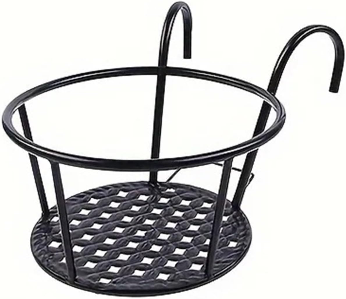 One Pack of 1/2/3 Iron Art Hanging Flower pots with Hanging Hooks, Metal Plant Planting Hanging Basket, Detachable, for Balcony(1pc Black G3959A)