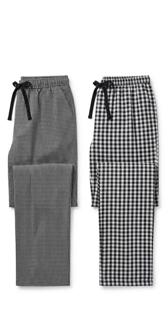 Comfortable Black and White Gingham Patterned Pants. Perfect for a Casual and Stylish Look. Versatile for Various Occasions.-image-0