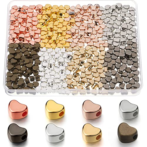 400 Pcs Heart Beads for Jewelry Making Heart Spacer Beads Heart Shape Beads Small Hole Heart Charms for Bracelets Necklace Earring DIY Handmade Craft(Mixed Color)