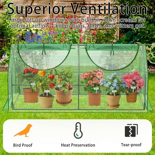 Image of 6x3x3Ft Portable Greenhouse for Outside, Small Green House with Mesh Vents