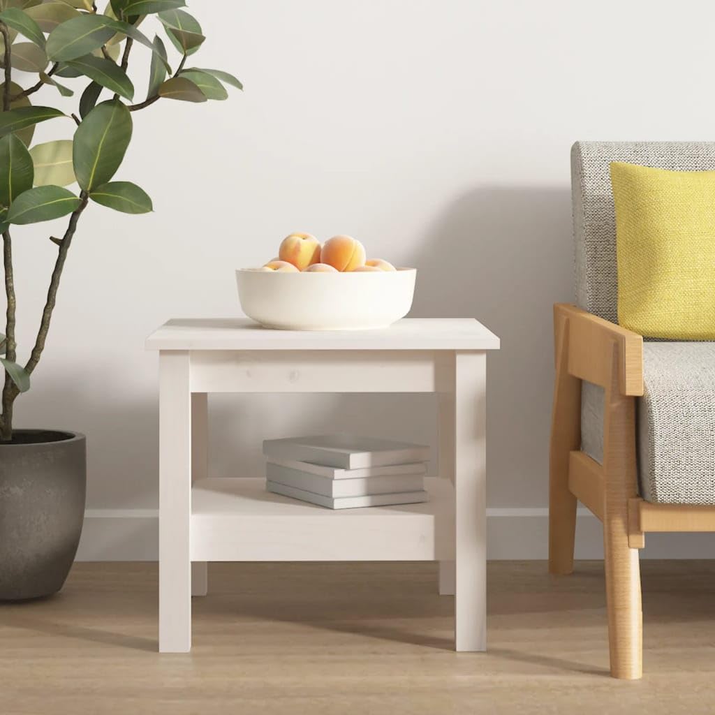 vidaXL Mesa de Centro Blanca 45x45x40 cm Madera Maciza de Pino