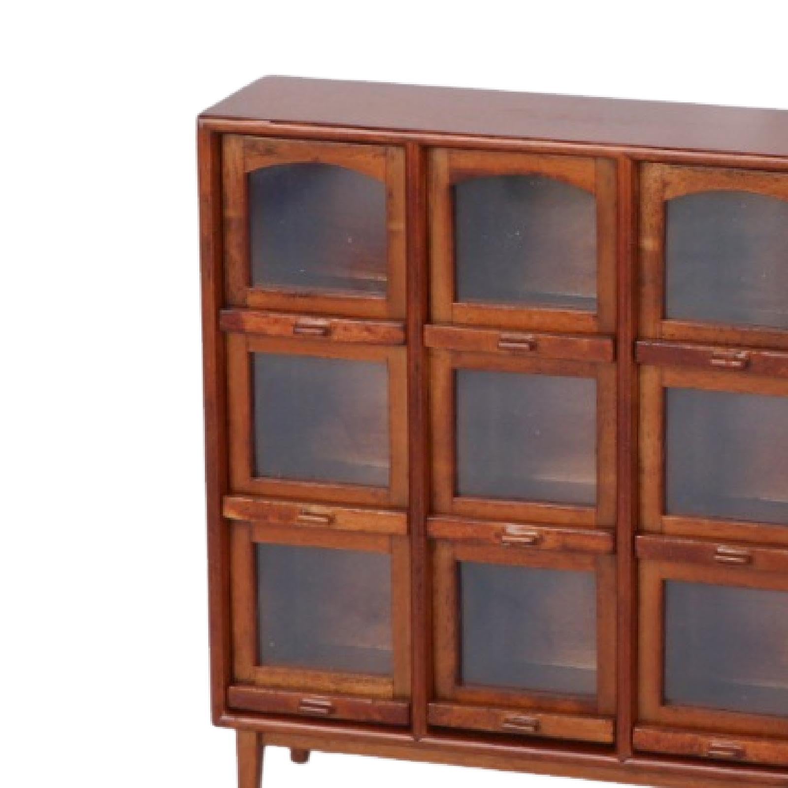 Estante para Casa de Muñecas Que Incluye Vitrina en Miniatura, Organizador de Accesorios de Madera para Casa de Muñecas, Decoración Hecha a Mano, Madera Oscura