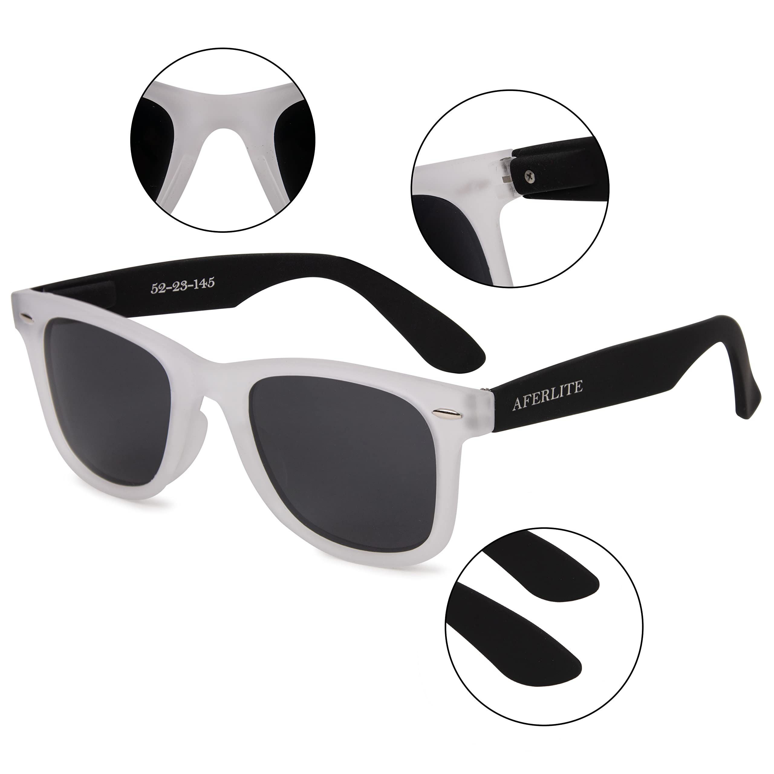 Aferlite® Unisex Polarized Printed Stylish Design Sunglasses UV400 (Free Size) (Translucent White) 1
