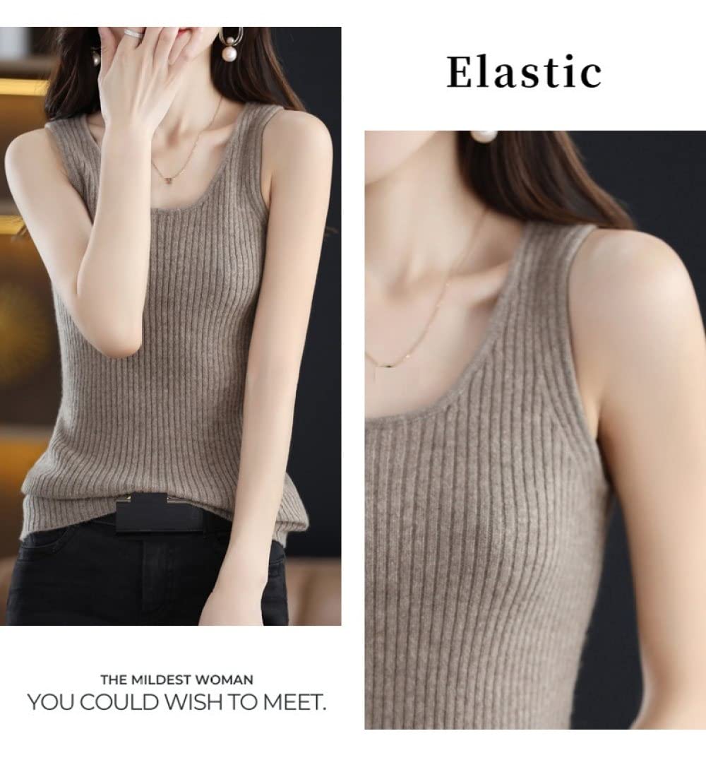 Canottiera Termica Donna,Canotta Modellante Da Donna Tinta Unita Marrone Maglia A Costine Lana Calda Canotta Corsetto Casual Canotta Sottile Canotta Termica Biancheria Intima Camicia Modellante Con