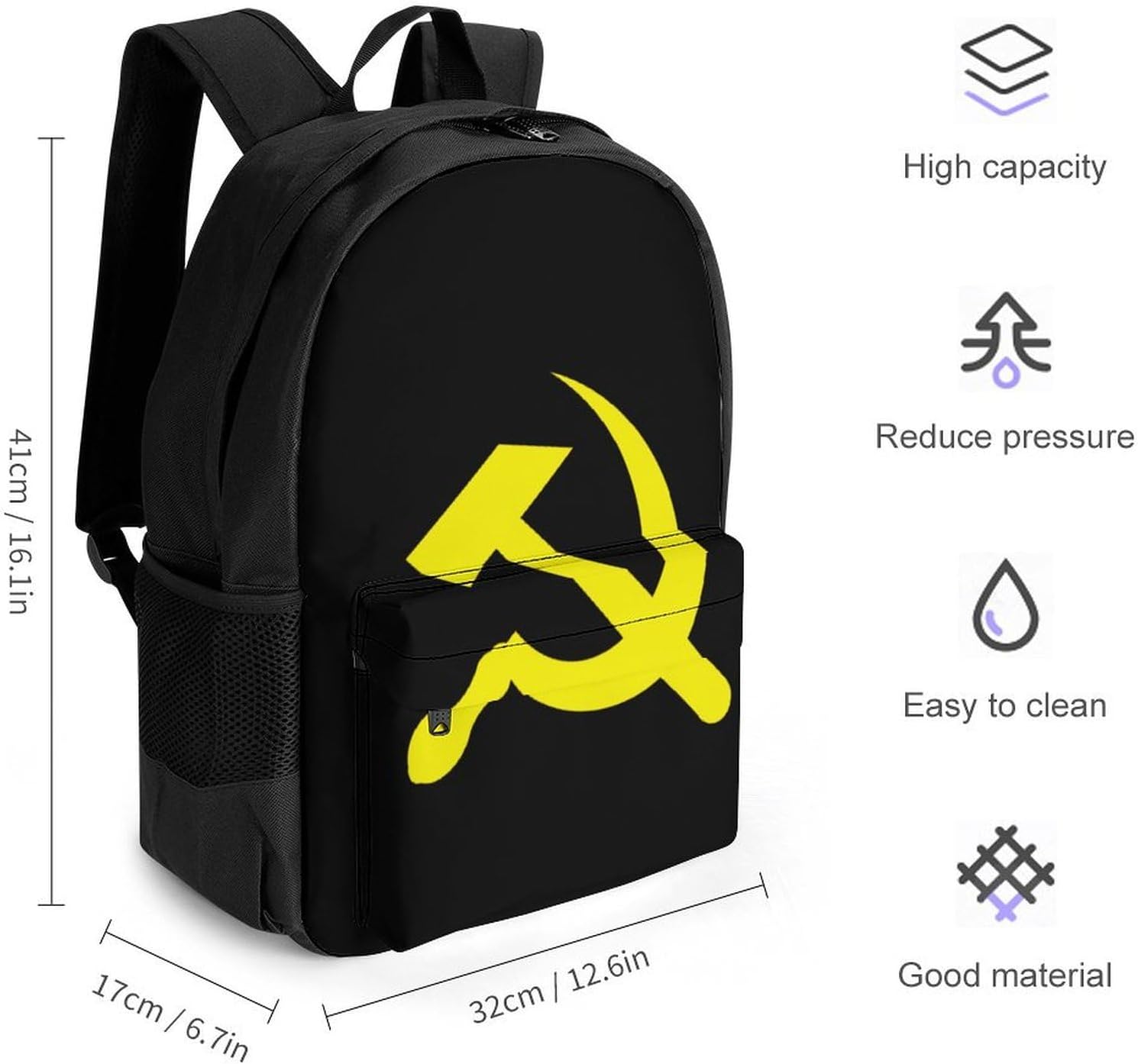 Sickle Flag Funny Backpack Lightweight Printed Daypacks image 2
