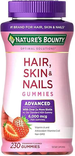 Nature's Bounty Gomitas rápidas para el cabello, la piel y las uñas, suplemento vitamínico con infusión de argán con biotina, apoya la salud del