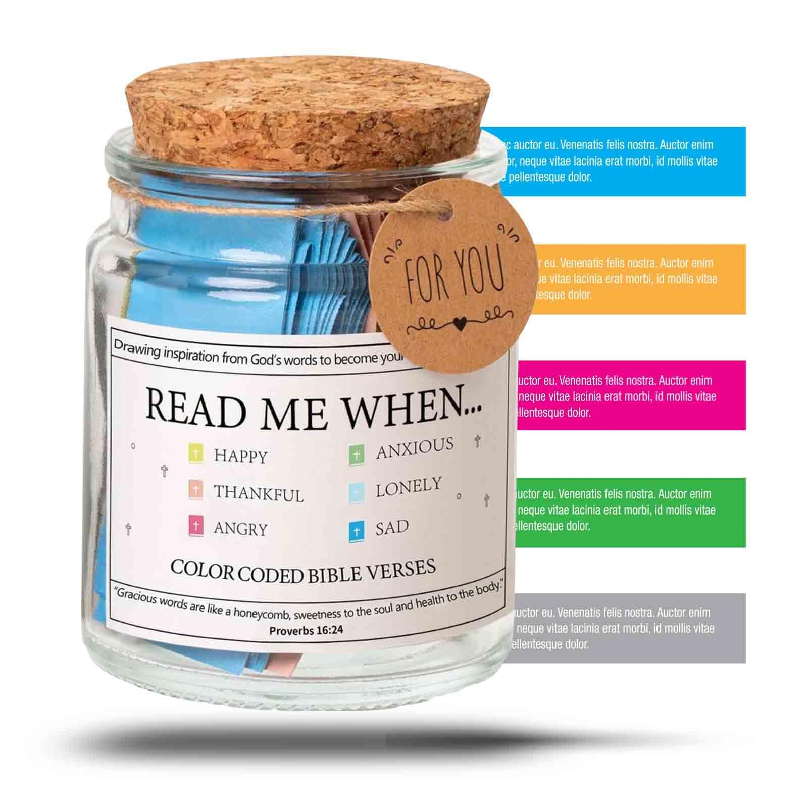 Lkuiwgq The Hope Jar Bible Verses,Bible Verses In a Jar,Read Me When Bible Verses Jar,Glass Prayer Jar with 90 Coloring Scriptures,Prayer Jar Bible Jar Bible Verses for Emotions and Feelings (A)