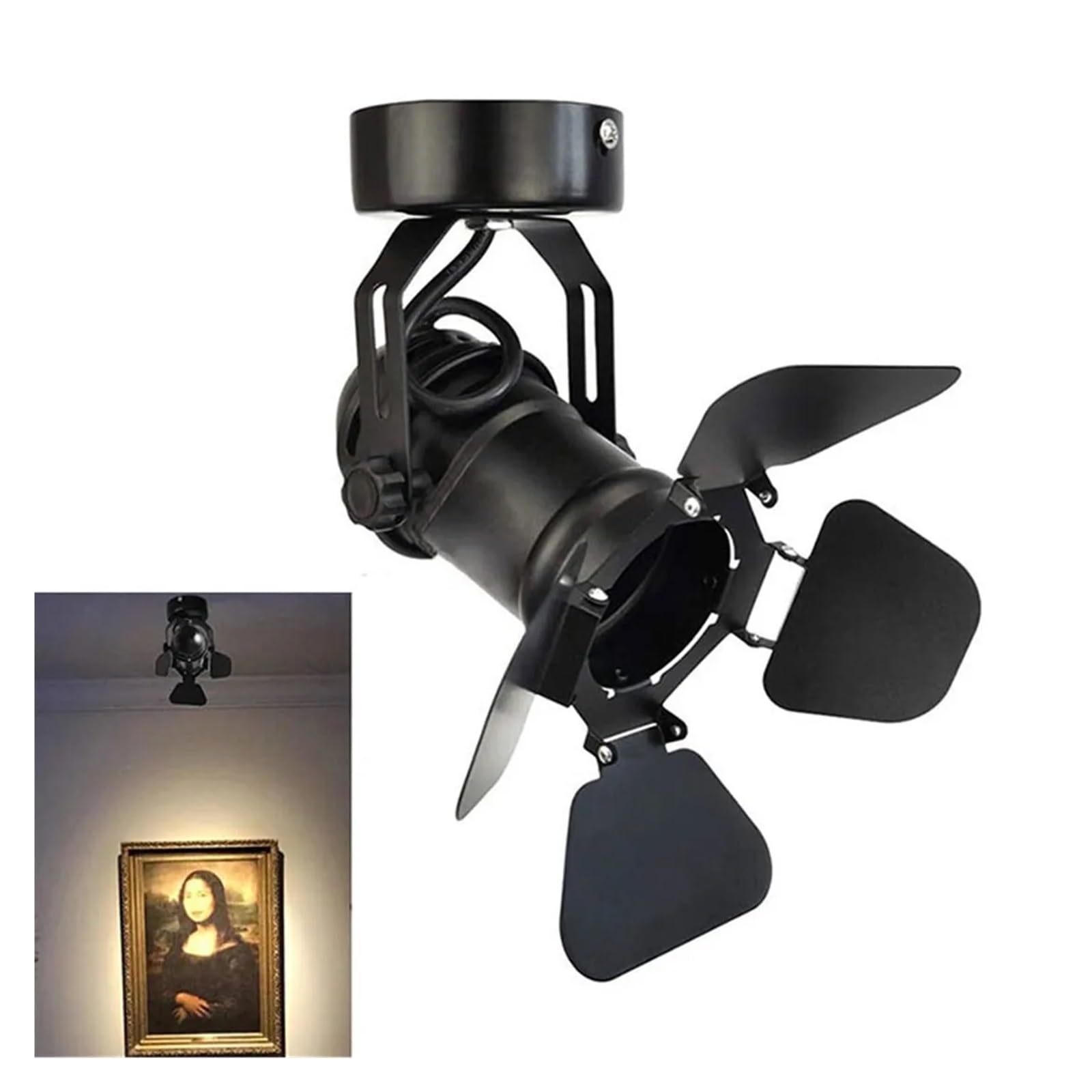 Industrialna lampa sufitowa Vintage Spotlight z drzwiami stodoły składane s LED Spot Lights do korytarza Art Light Stage Theatre(5W COB 3000K Bulb)