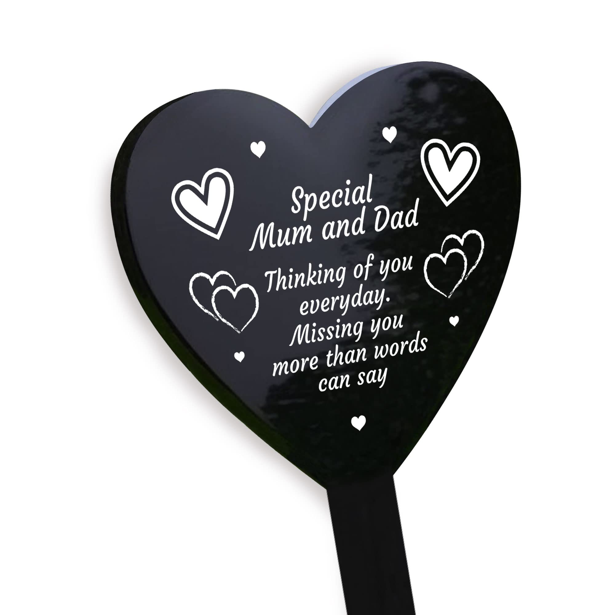 RED OCEAN Mum And Dad Memorial Grave Marker | In Loving Memory of Mum And Dad Acrylic Heart Graveside Gravestone Stake | Graveside Decoration Gift Parents Remembrance Plaque