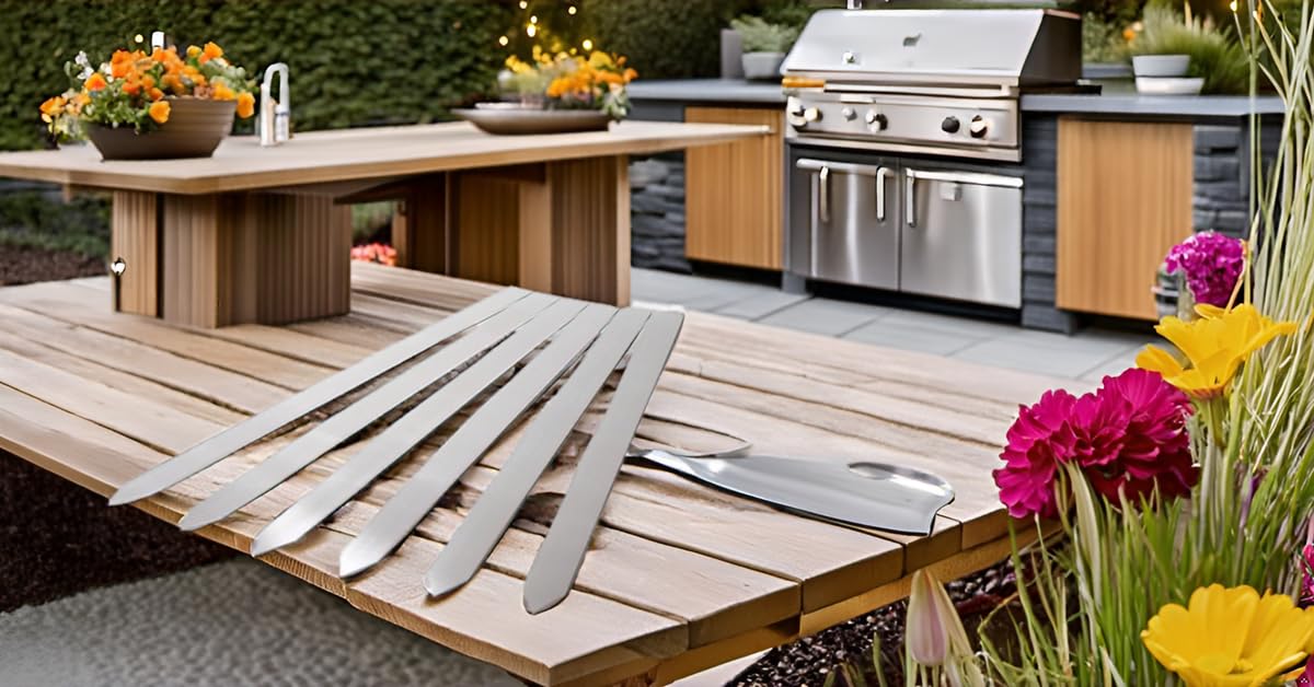 Edelstahl Adana Grillspieße/Schaschlikspieße/Fleischspieße extra breit 24mm und 450mm lang (20)