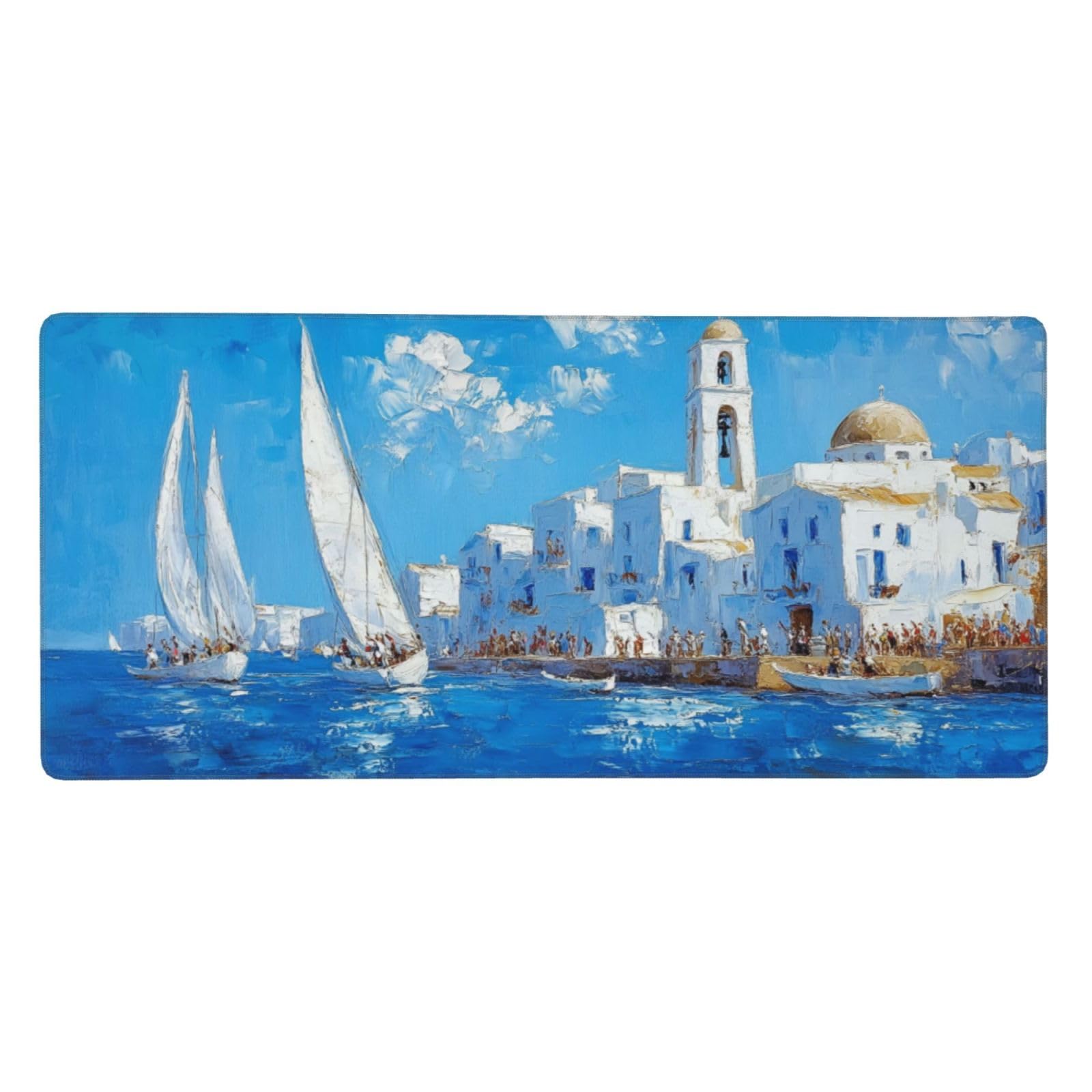Gamingowa podkładka pod mysz, niebieska, XXL, 1200 x 600 x 3 mm, podkładka pod mysz, dla graczy, żaglówka, podkładka na biurko, z zabezpieczeniem krawędzi, wodoodporna, akcesoria dla graczy, poprawia