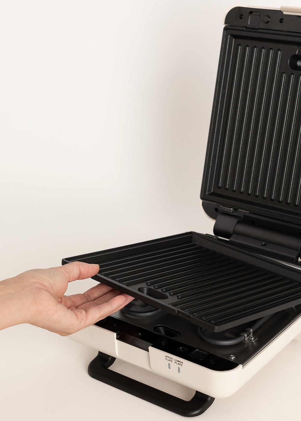 CREATE/STONE STUDIO Sandwichtoaster Vierfach-Waffeleisen Cremeweiß 1600W 4 Scheiben Antihaftbeschichtung 180°-Öffnung