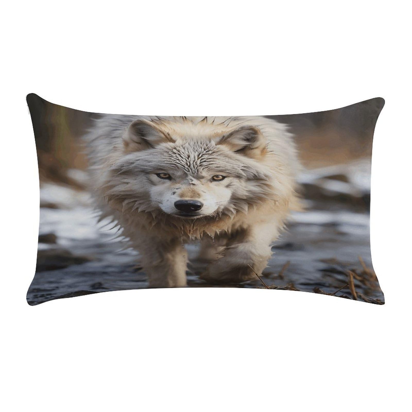 VstaDank Walking Wolf Throw Pillow Cover Rectangular Lumbar Throw Pillow Case Soft Farmhouse Accent Decorative Cushion Cases Short Plush Pillowcase with Zipper 12 X 20 Inch