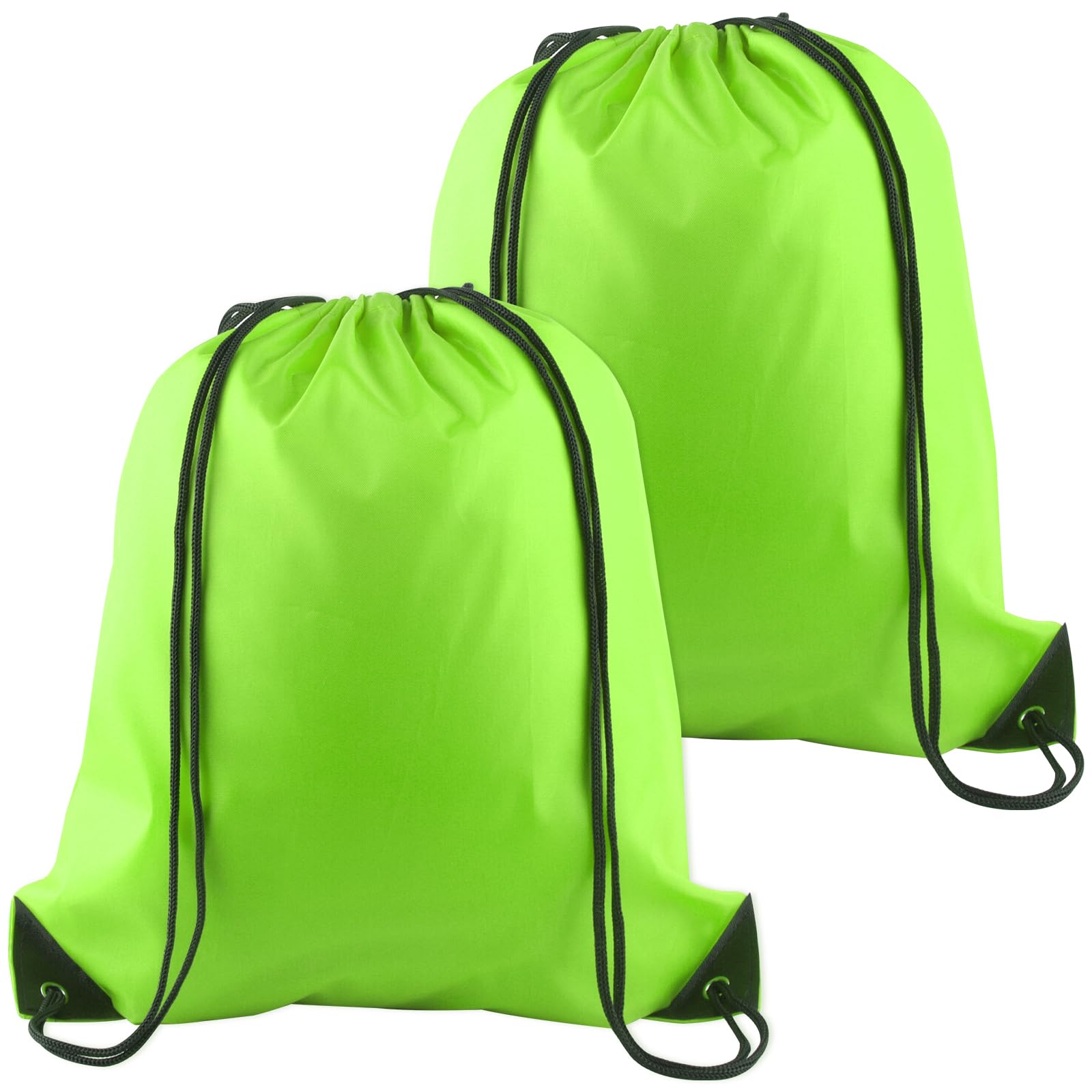 PLULON 2Pcs Drawstring Bags Bulk, Fluorescent Green Drawstring Backpack String Backpack Cinch Sack Sport Gym Bags for Yoga Traveling Outdoor Sports