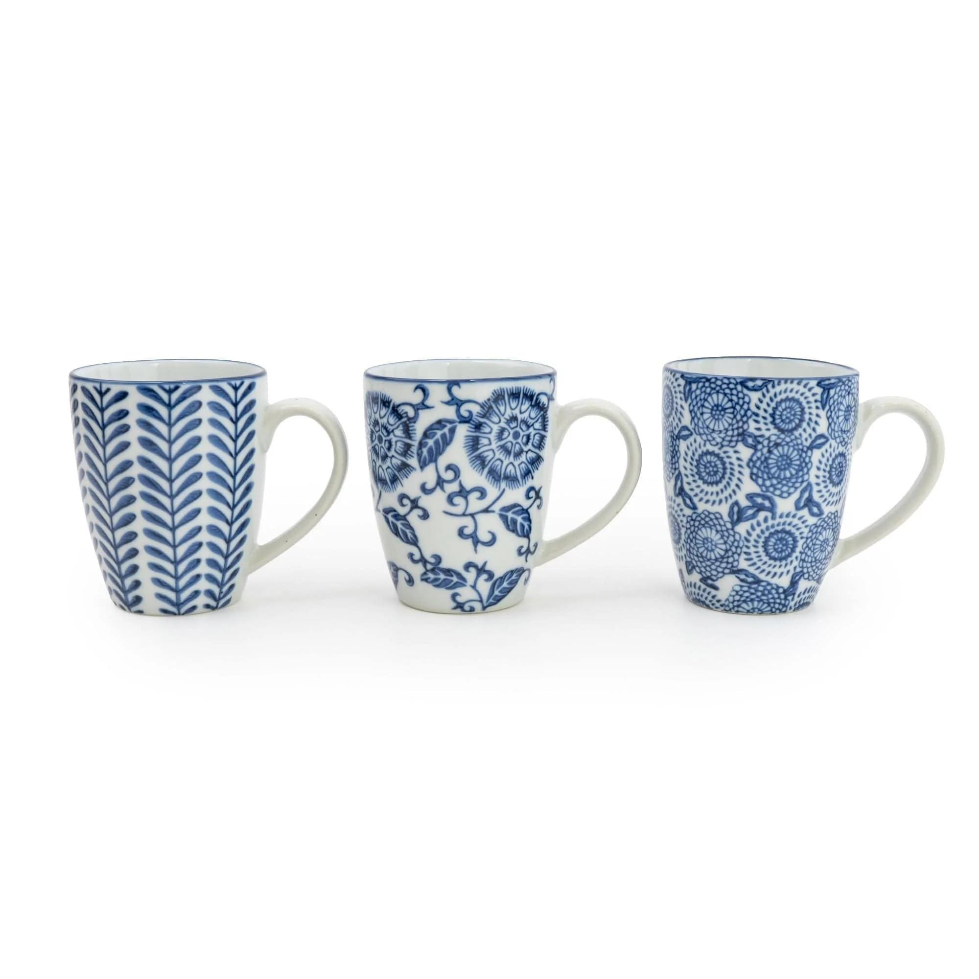 Home Deco London Sumatra Blue & White Large Ceramic Home Collection (Assorted Mugs Pack of 3) — image 1
