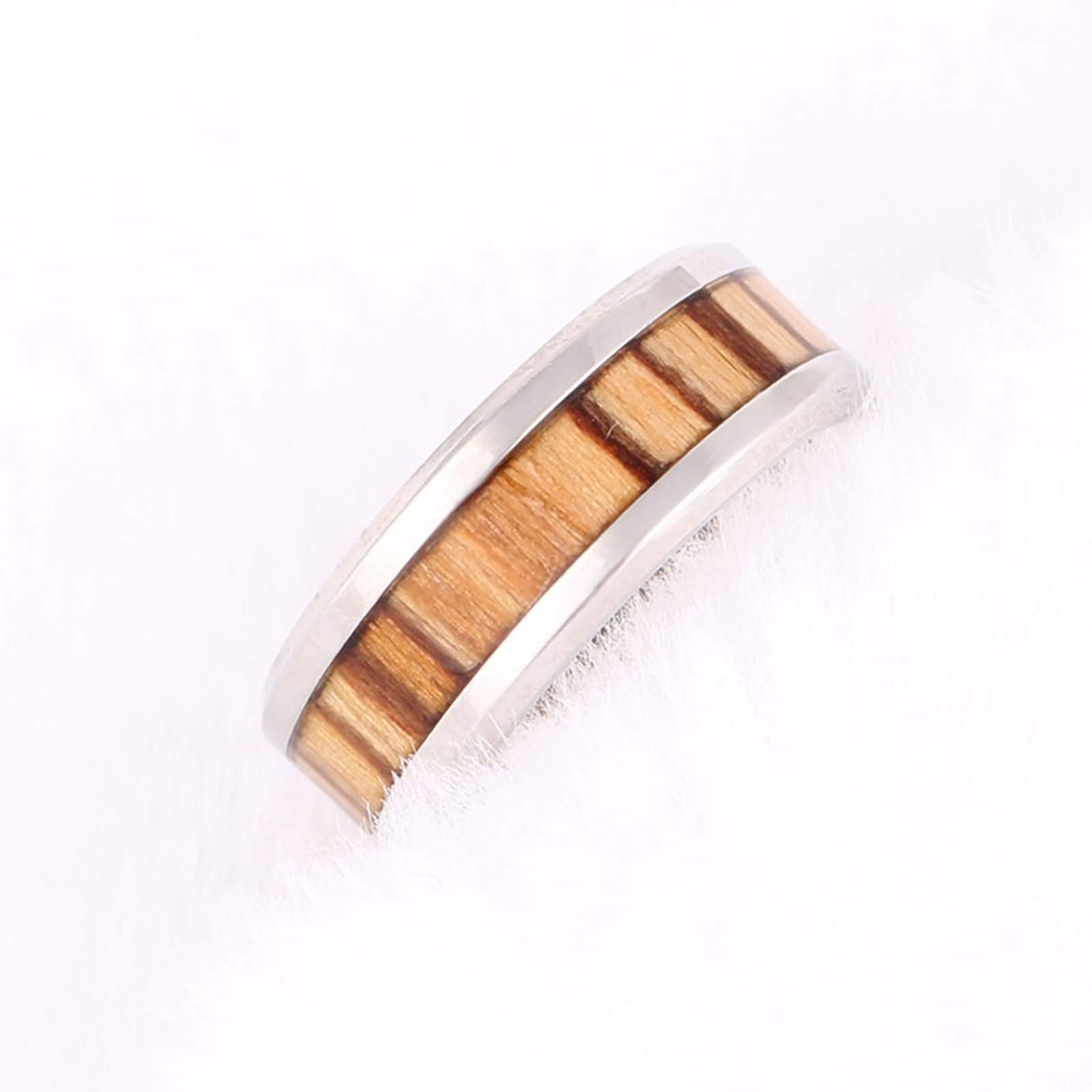 Anello Carburo di Tungsteno Anello da Unisex con Intarsio di Legno Anello Uomo Fidanzamento Personalizzato 8MM Anello Fidanzamento Argento Marrone Misura 12-31