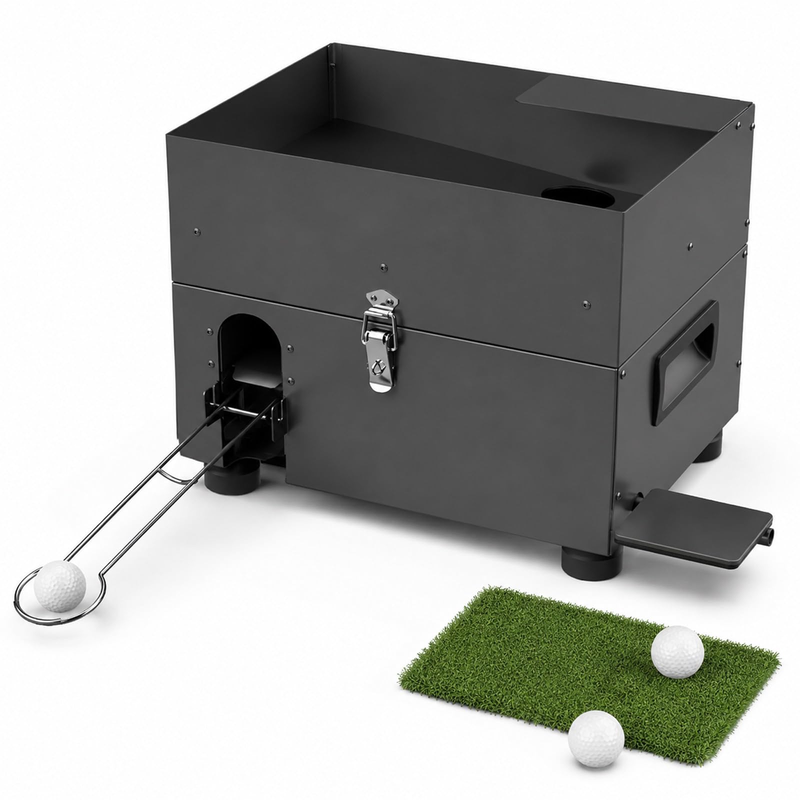Golfballspender, halbautomatische 50-Ball-Zufuhrbox zum Nachladen von Übungsbällen, Reichweitengebrauch & Swing-Trainer-Sessions