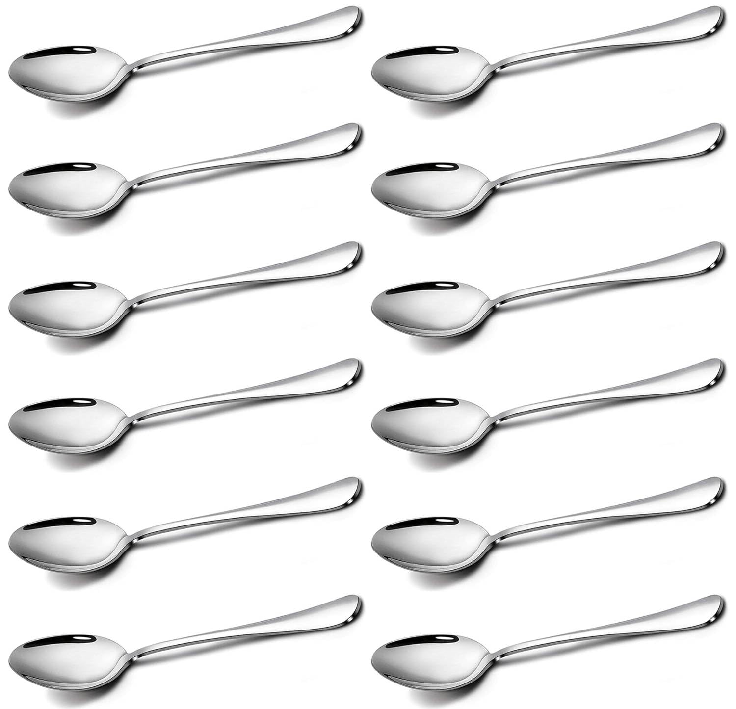 MOMENT 12 Pieces Teaspoons Set (6.2 inch), Spoons Silverware, Stainless Steel Tea spoon, Small spoons, Mirror Polished Teaspoon, Dessert Spoons for Home, Kitchen, Restaurant, Dishwasher Safe
