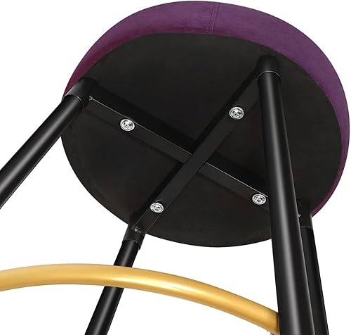 Miniatura 6 de Magshion Juego de 2 taburetes de bar tapizados de terciopelo, modernos, redondos, de 29.5 pulgadas, con marco de metal para cocina, desayuno, mesa