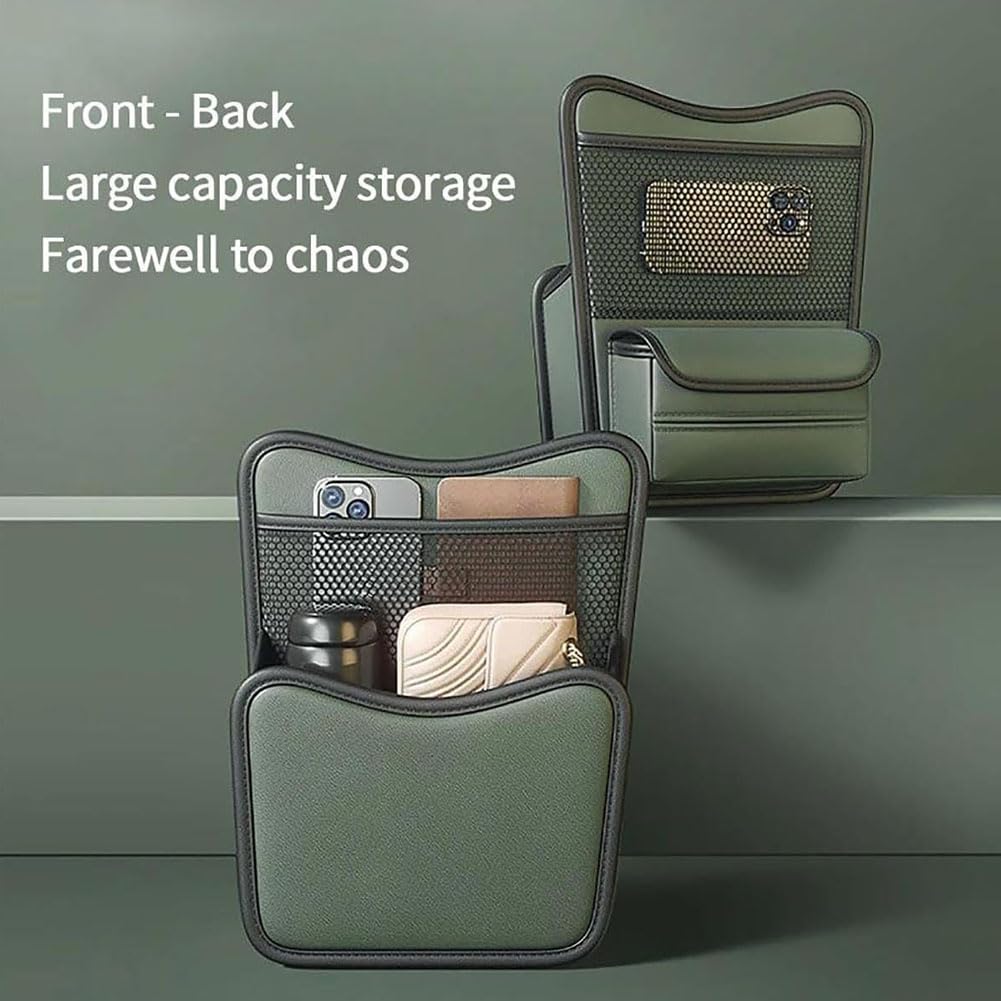 Organizador Asiento Coche para Fiat Sedici/Siena Petra Palio/Strada, Gran Capacidad para Colgar Bolsa Almacenamiento Duradera, Organizador Universal Cuero,Green-Regular Model