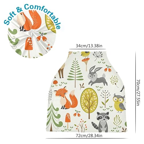 Miniatura 3 de Cubierta de lactancia lindo bosque, animales, árboles, setas, bayas, lactancia materna, toldo suave para asiento de automóvil, cubierta de toldo