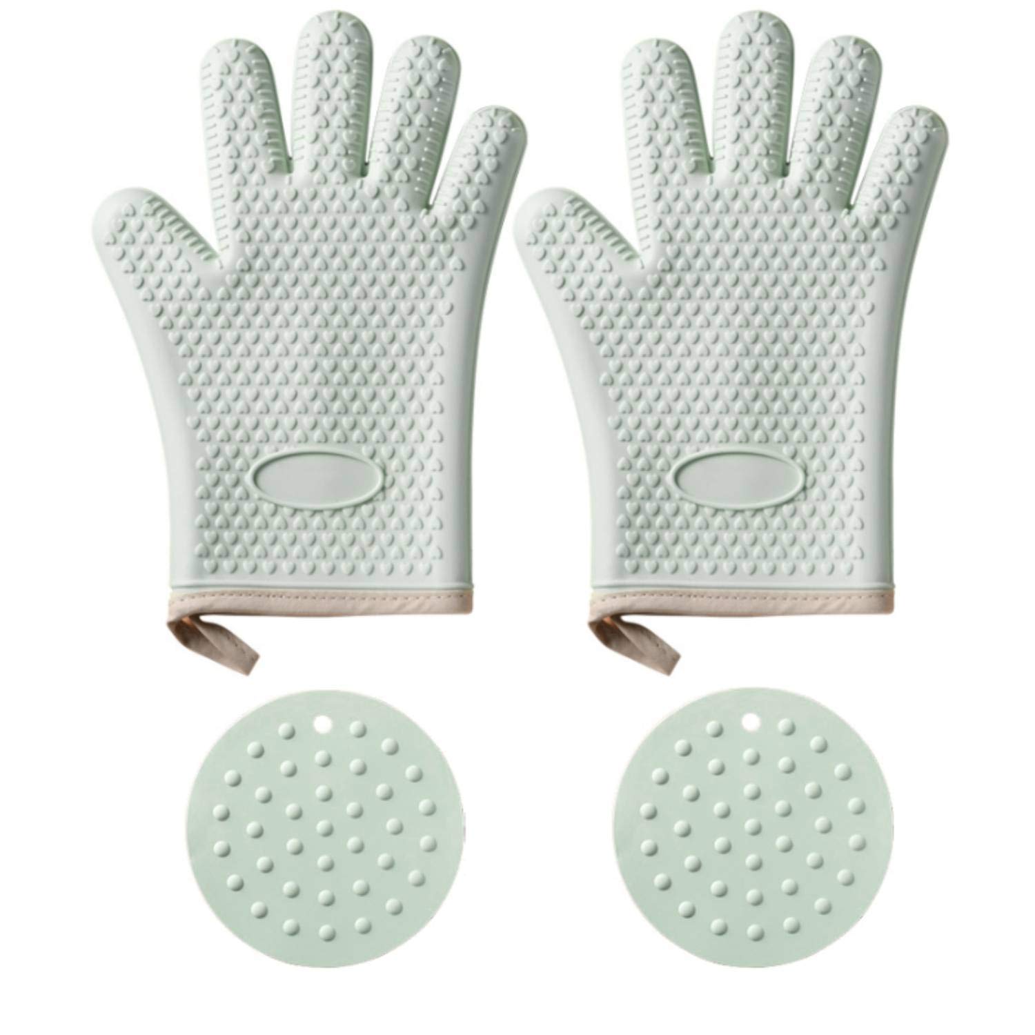 Wanheart Ofenhandschuhe Aus Silikon – 2er Set, BPA-frei & Hitzebeständig Bis 260°C | Mit Baumwollfutter | Wasserdicht & Rutschfest