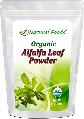 Z Natural Foods Polvo de hoja de alfalfa orgánica  Hecho en Estados Unidos  Suplemento superalimenticio verde para bebidas, té, batidos, recetas de