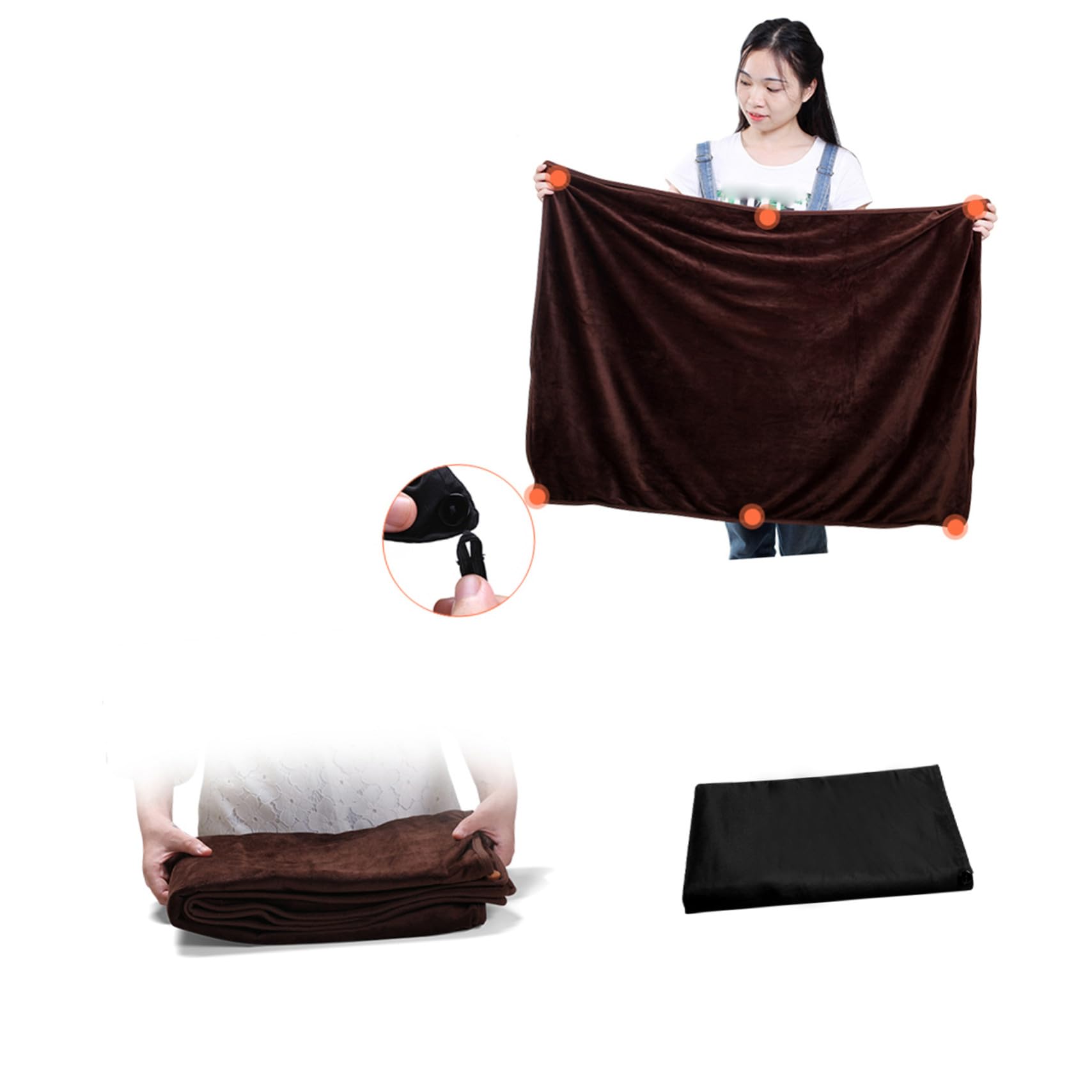 Couverture Chauffante D’hiver USB 5v en Polyester avec Compartiments