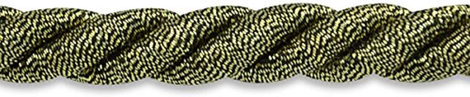 Trims by the Yard Holly 3/8" Metallic Twisted Cord Trim, Versatile Trim for DIY Crafts, Picture Frames, Home Decor, and Fashion Items, 20-Yard Cut, Black/ Gold