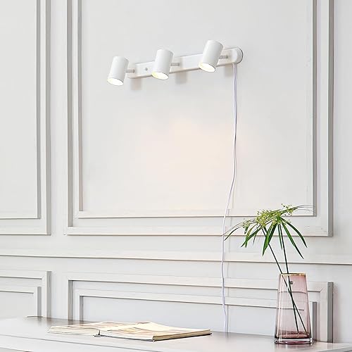 Miniatura 4 de Globe Electric 60024 - Iluminación de riel enchufable de 22 pulgadas, 3 luces, blanco mate, cable de 15 pies, interruptor basculante de