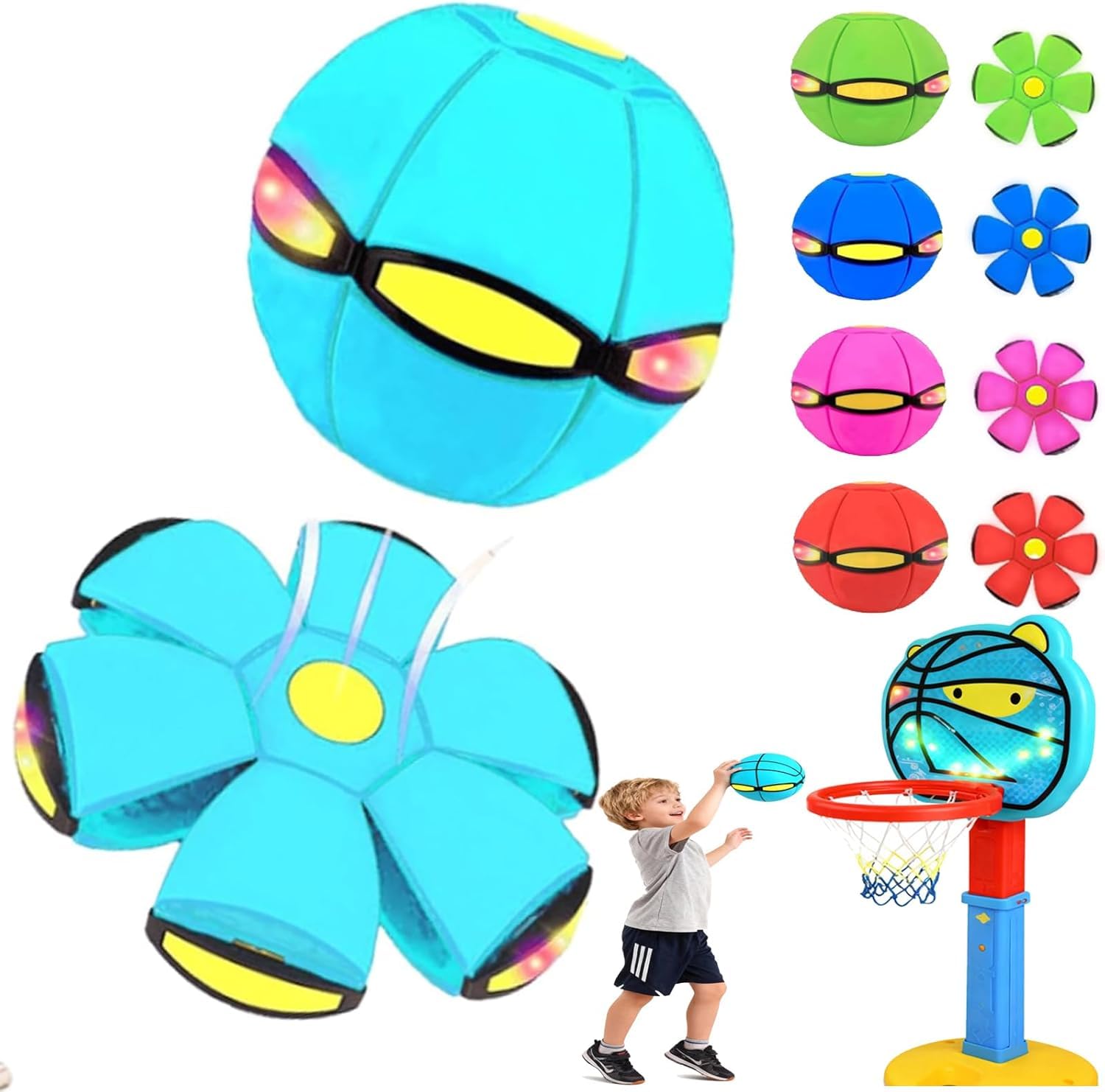 Flying Saucer Ball Dog Toy, Portable Flying Saucer Toy, Doggy Disc, Magic Dog Frisbee,Outdoor Sports Dogs Training, Fun Puppy Interactive Fly Flat Throw Disc Balls Toy (Light Blue)