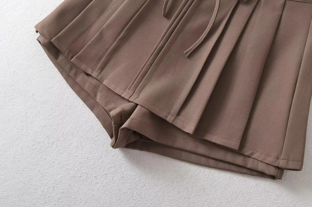 SWEPER Jupe Courte Femme - Mini Short Cargo pour Femme, Jupe Décontractée, Slim, Taille Haute, À Lacets sur Le Devant