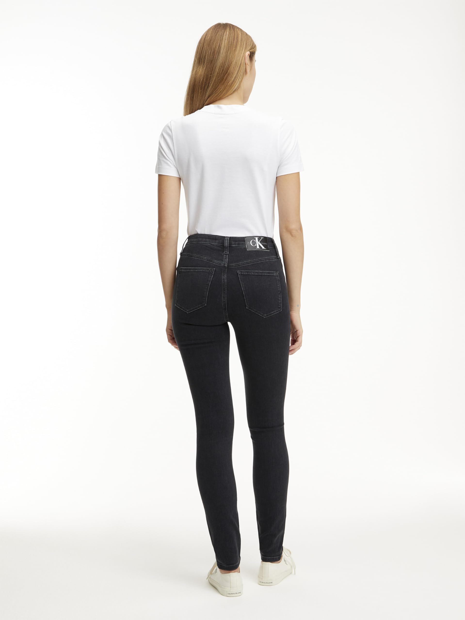 Calvin Klein Donna Jeans Skinny Vita Alta, Nero (Denim Black), 27W/30L