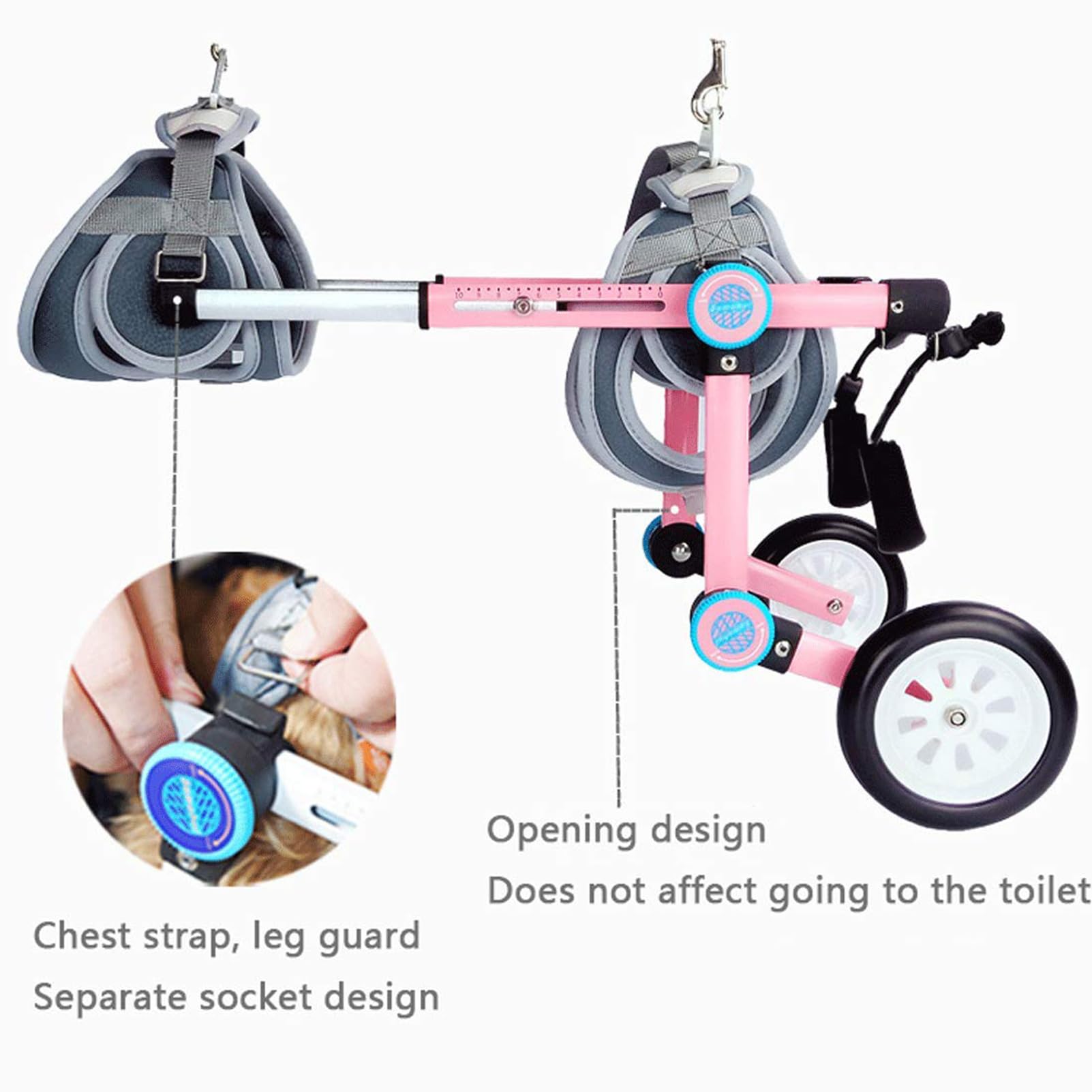 Silla de Ruedas para Perros 2 Ruedas Carro de Paseo asistido por Perros discapacitados Soporte Completo para la rehabilitación de Las Patas traseras de Perros pequeños, Paseo asistido