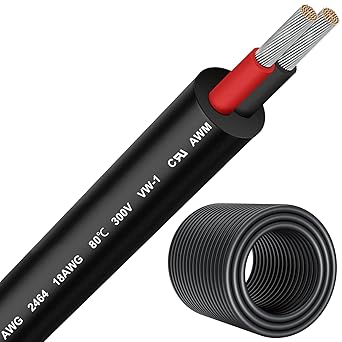 KINXIYU 18 Gauge Electric Wire 100Ft, 18/2 Braided Low Voltage Landscape Lighting Wire, Direct Burial Outdoor Waterproof Oilproof Waterproof Oil Resistant